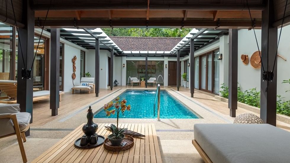 Royal Villa with private pool, wooden deck, and open-air courtyard at The Banjaran Hotsprings Retreat, Ipoh