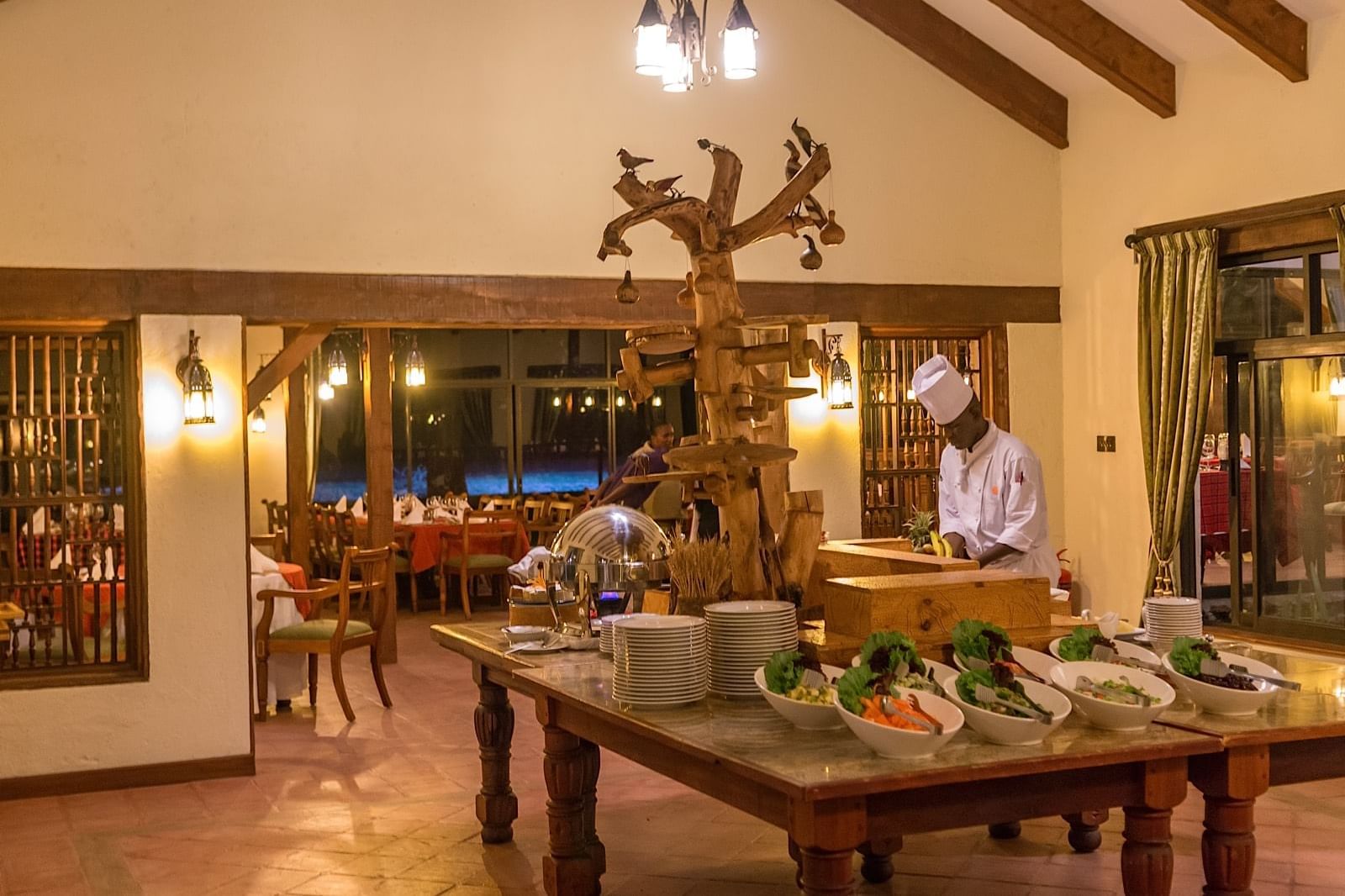 A Buffet setup in the Restaurant at Sweetwaters Serena Camp