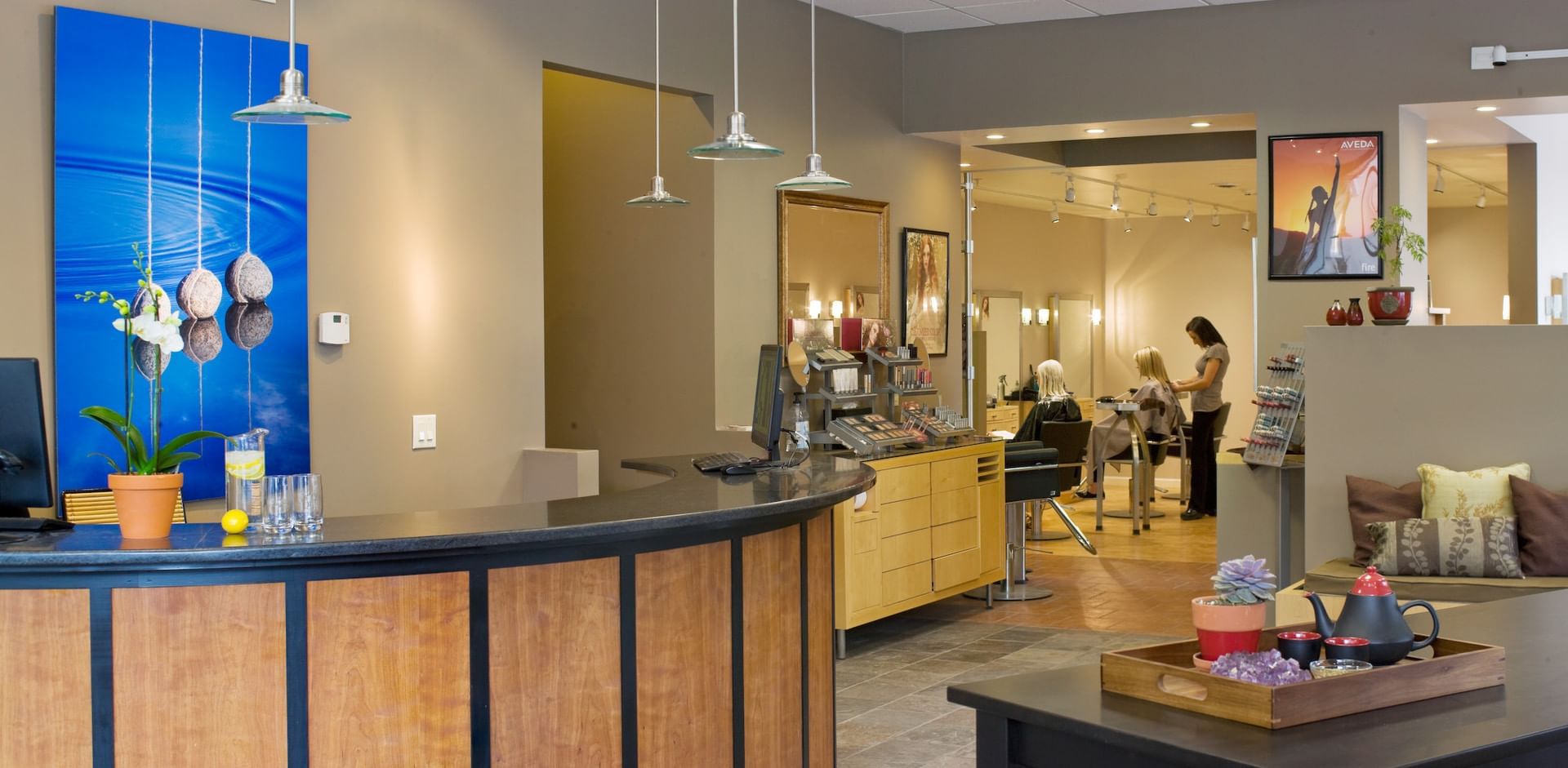 The reception area of the Spa & Salon at High Peaks Resort