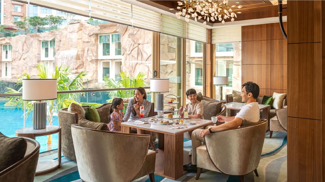 A family dining in Premium Leisure Lounge at Sunway Resort