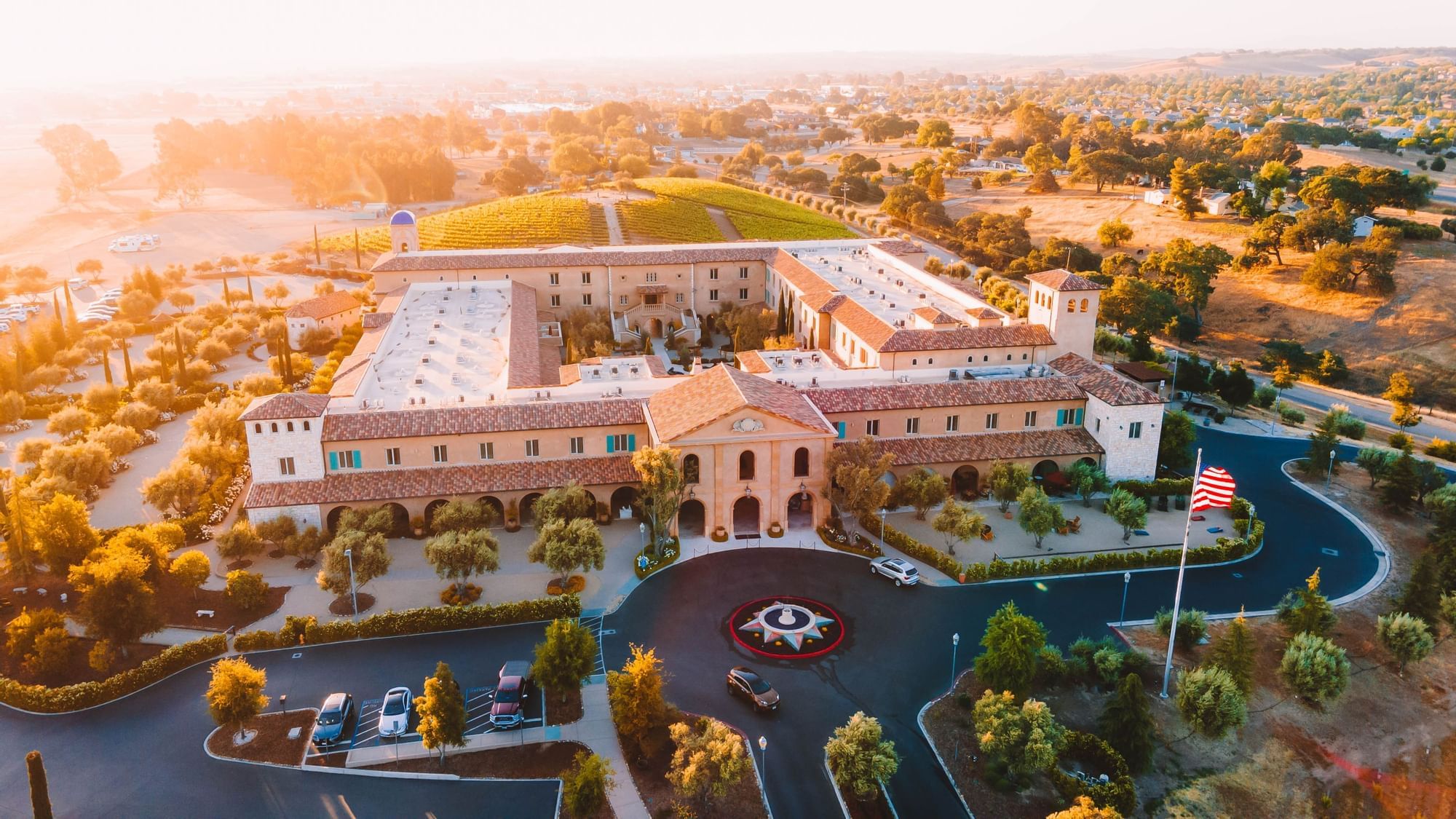 Aerial view of Allegretto Vineyard Resort and surrounding area