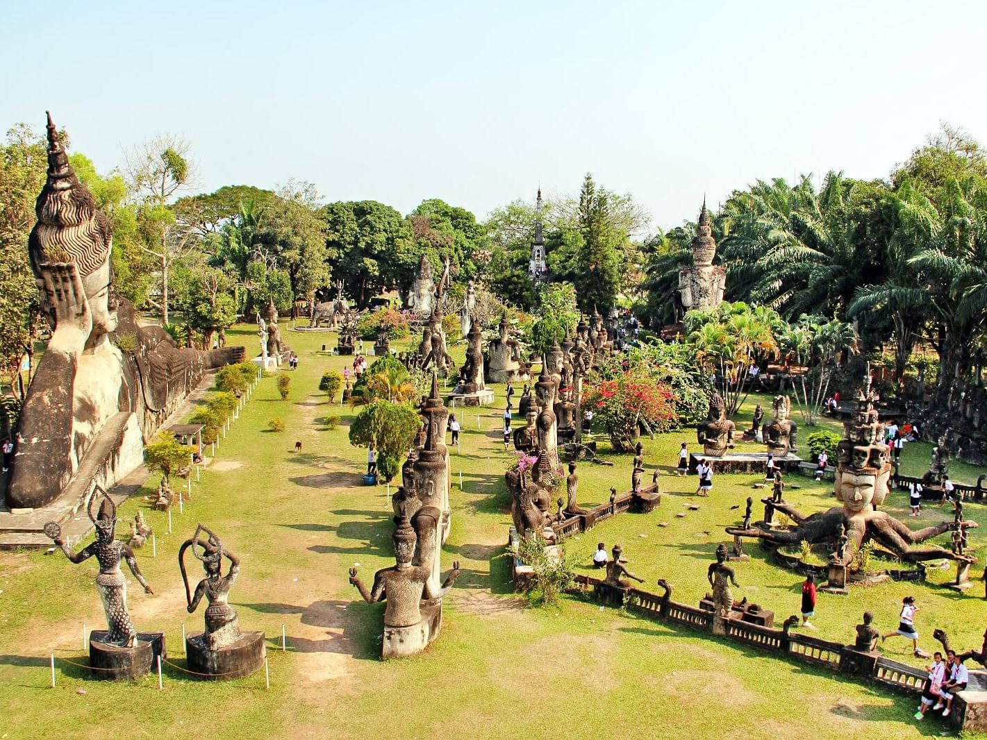 Distance view of Ruins in Buddha Park near Eastin Hotel Vientiane Laos