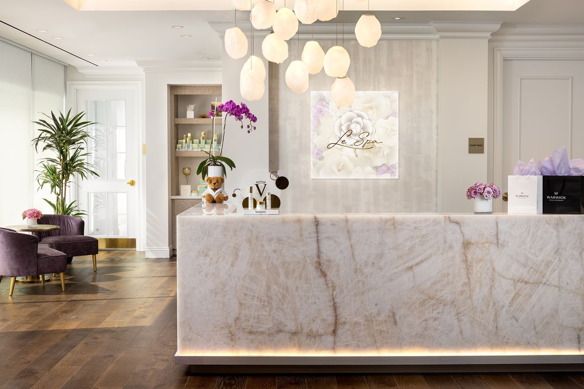 Interior of the Reception area in Le Spa at Warwick Melrose