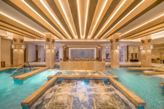Interior of the spa with a pool at Haven Riviera Cancun