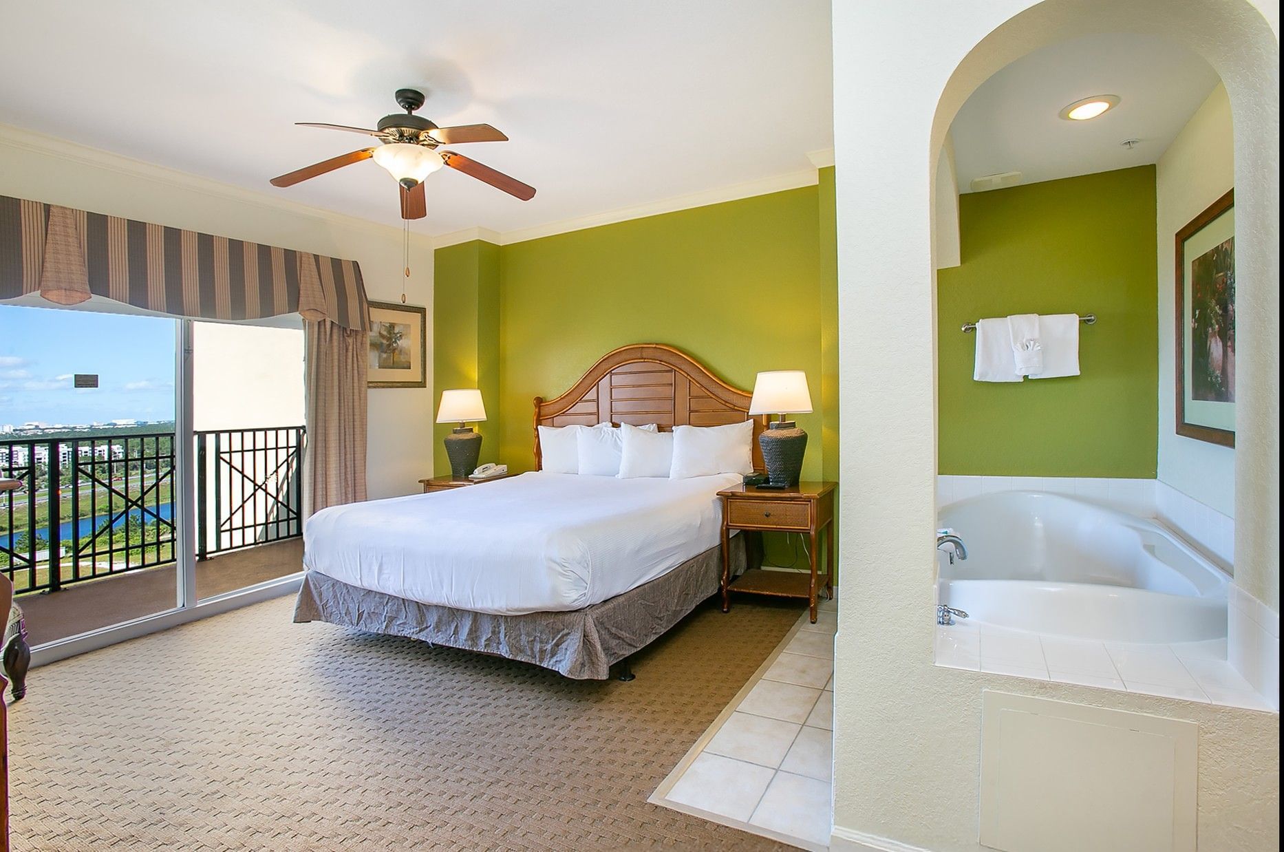 Master-bedroom with jetted tub and balcony entrance