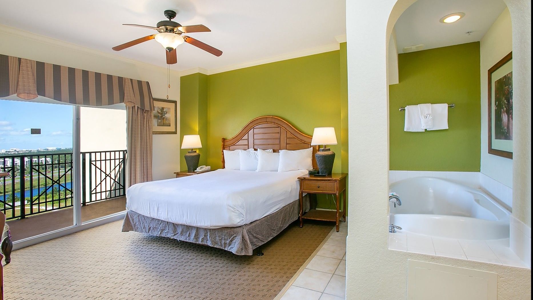Master-bedroom with jetted tub and balcony entrance