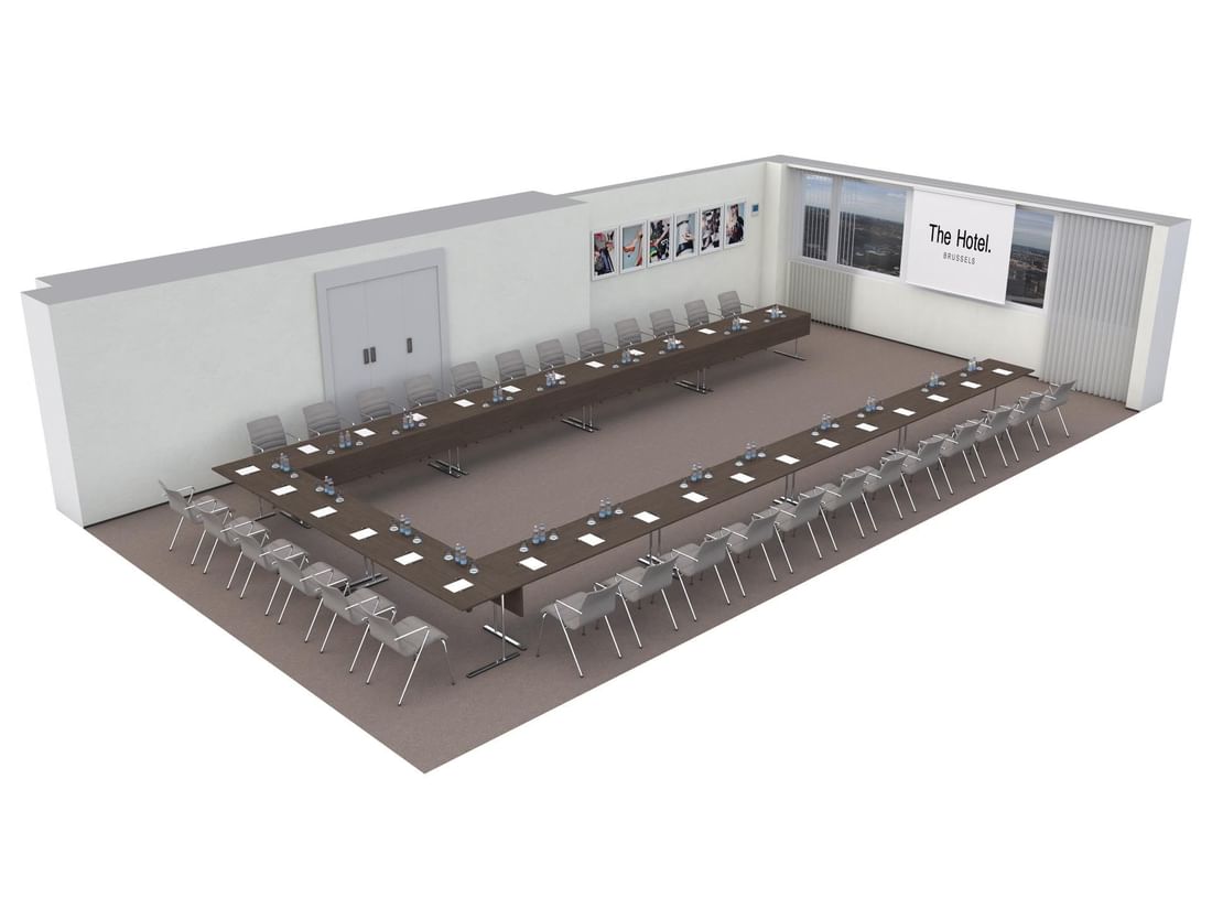 3D plan of Meet 26 Three meeting room at The Hotel Brussels