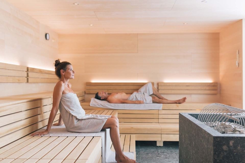 Finnische Sauna im Wellnesshotel ...liebes Rot-Flüh im Tannheimer Tal in Tirol, Österreich