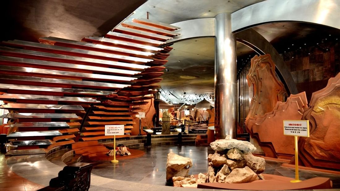Interior of Ho Chi Minh Museum with monuments near Sunway Hotel Hanoi
