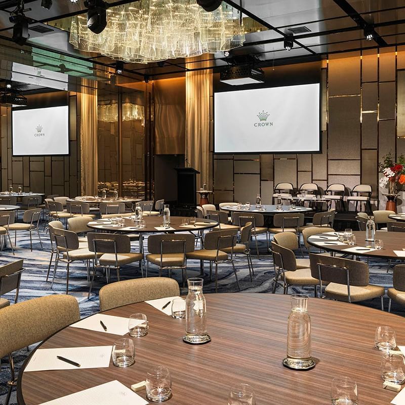 A table setup in Pearl Ballroom at Crown Towers Sydney