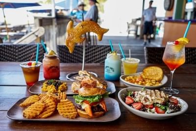 Snacks and beverages served in Sloppy Joe's Café at Bilmar Beach Resort