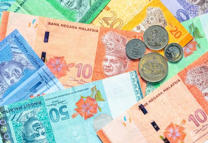 Various Malaysian currency and coins at Sunway Velocity Hotel