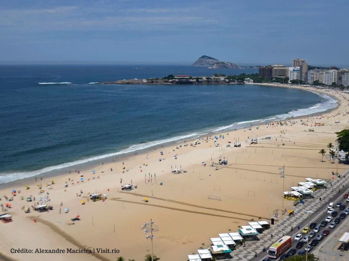 Aerial view of Copacabana beach near Sol Ipanema Hotel
