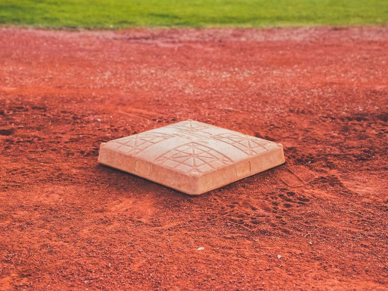 baseball base pad on field