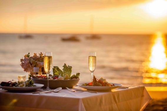 Dining arranged in the beach in sunset at Danna Langkawi Hotel