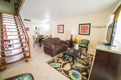 townhouse living room and stairs