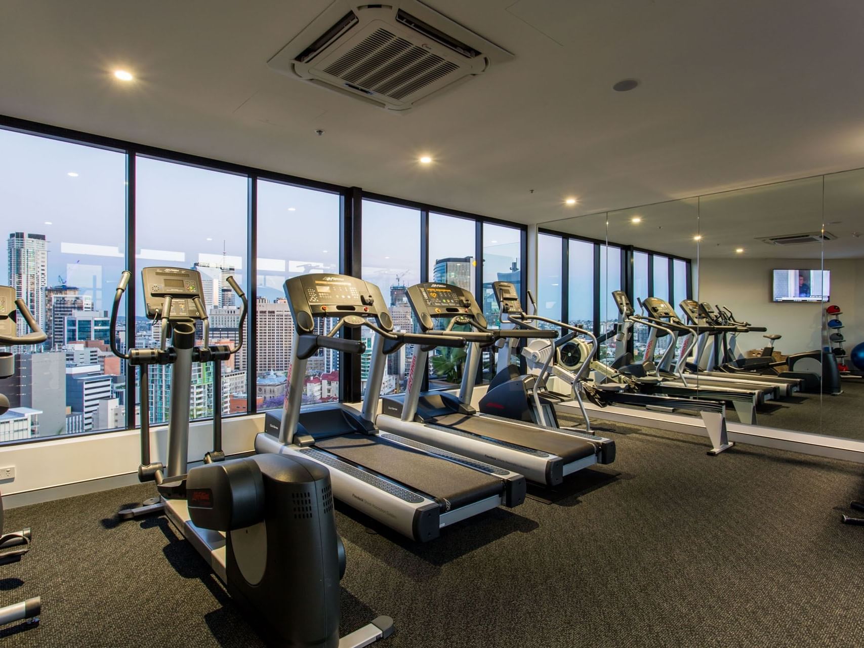 Treadmills in Rooftop gym at Grand Chancellor Brisbane