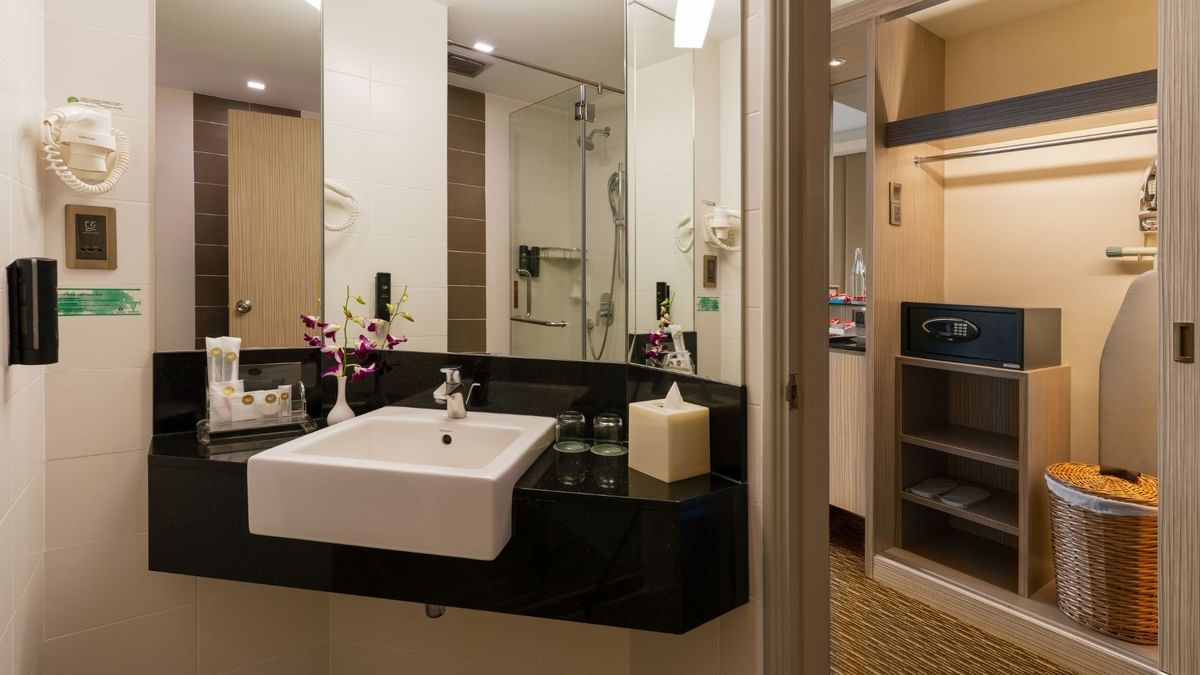 Bathroom and in-room facilities of Premier Twin Room in Sunway Hotel Georgetown Penang