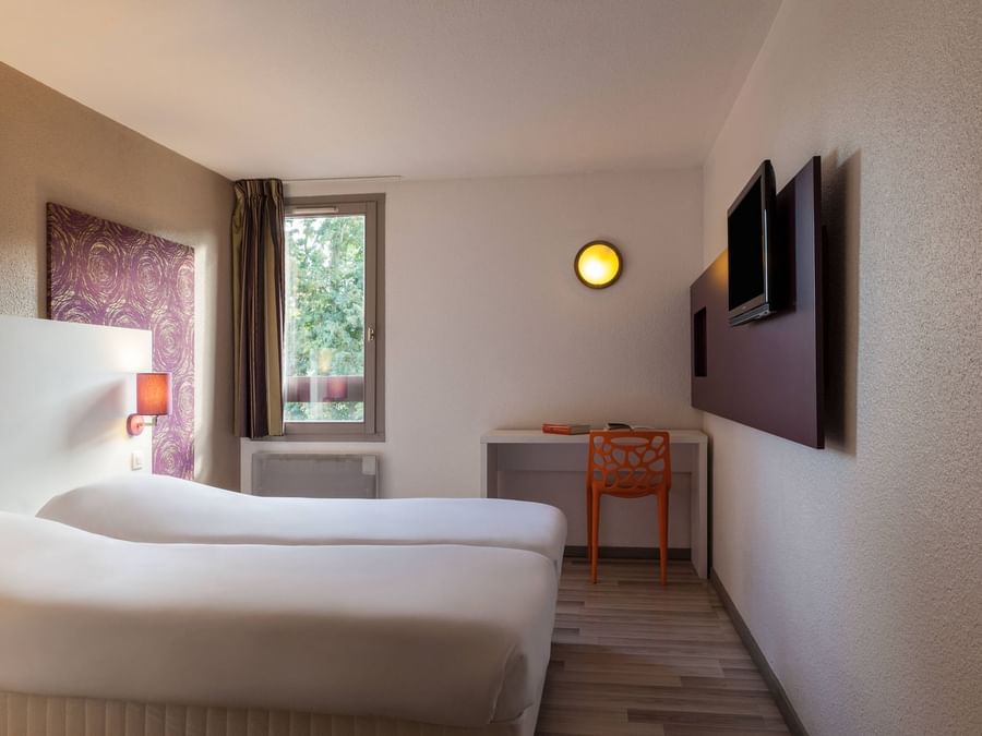 Interior of the Double bedroom at Hotel Mulhouse East
