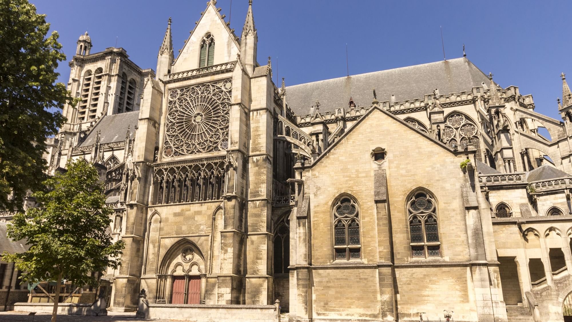 The exterior of Troyes Cathedral near Originals Hotels