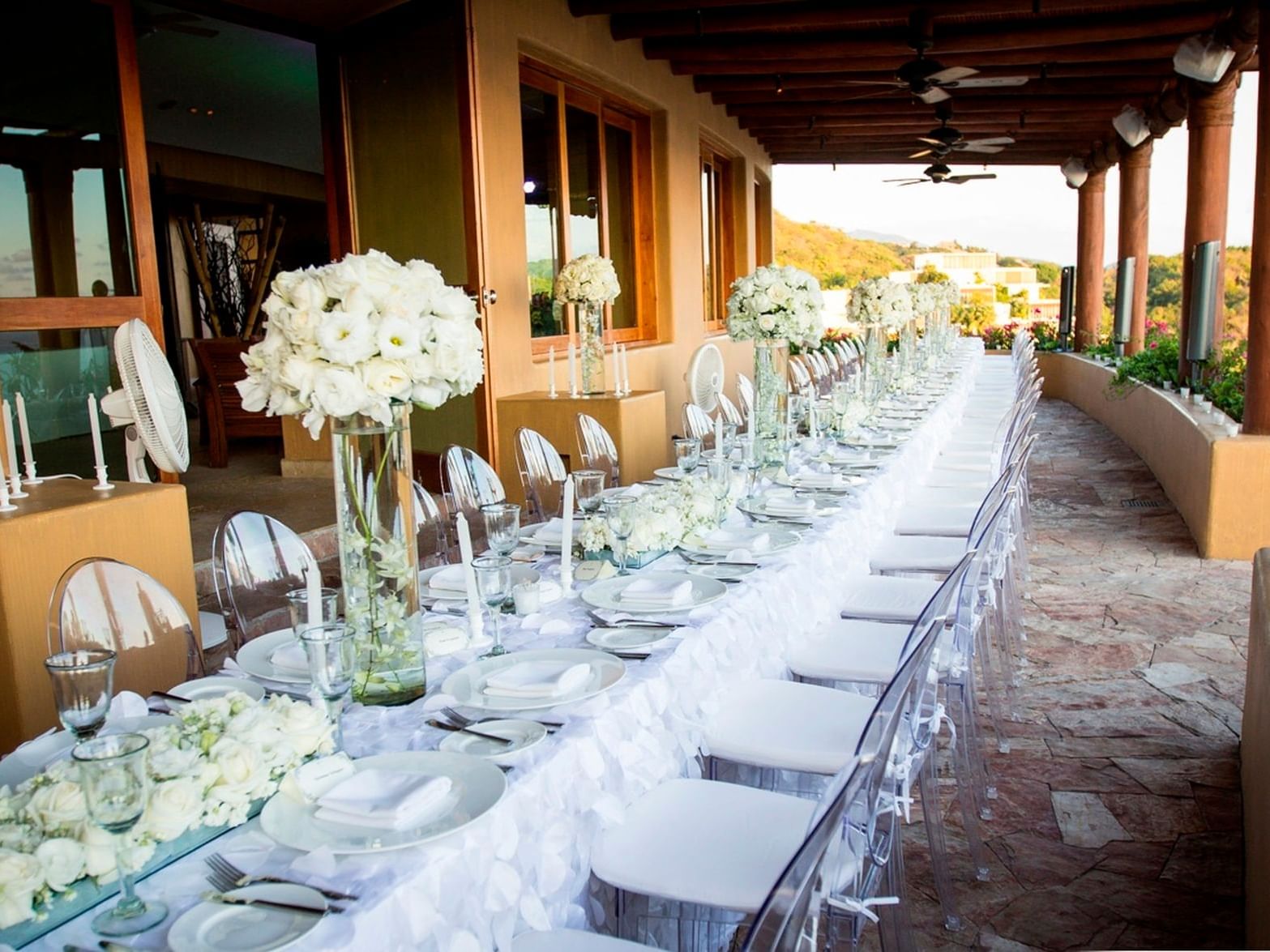 Table décor arranged for an event in Terrace bar, Cala de Mar