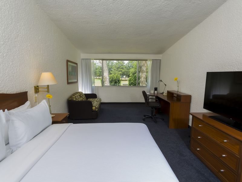 King bed with TV in Superior King Room at Gamma Pachuca