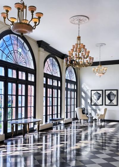 elegant interiors of palm court with arched windows at the berkeley hotel