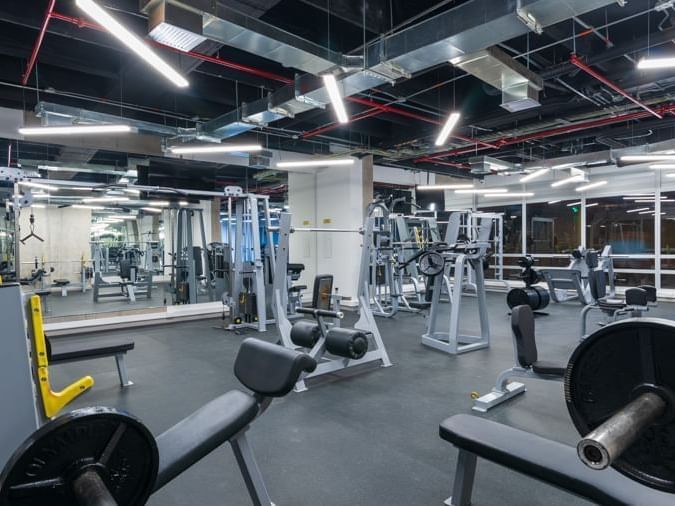 Exercise machines in the Gym at Pop Art Tocancipa