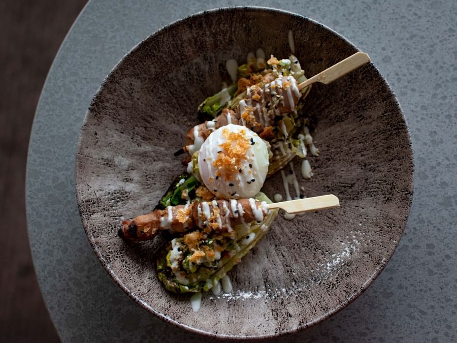 Finely garnished dish served in The Iris at The Hotel Brussels