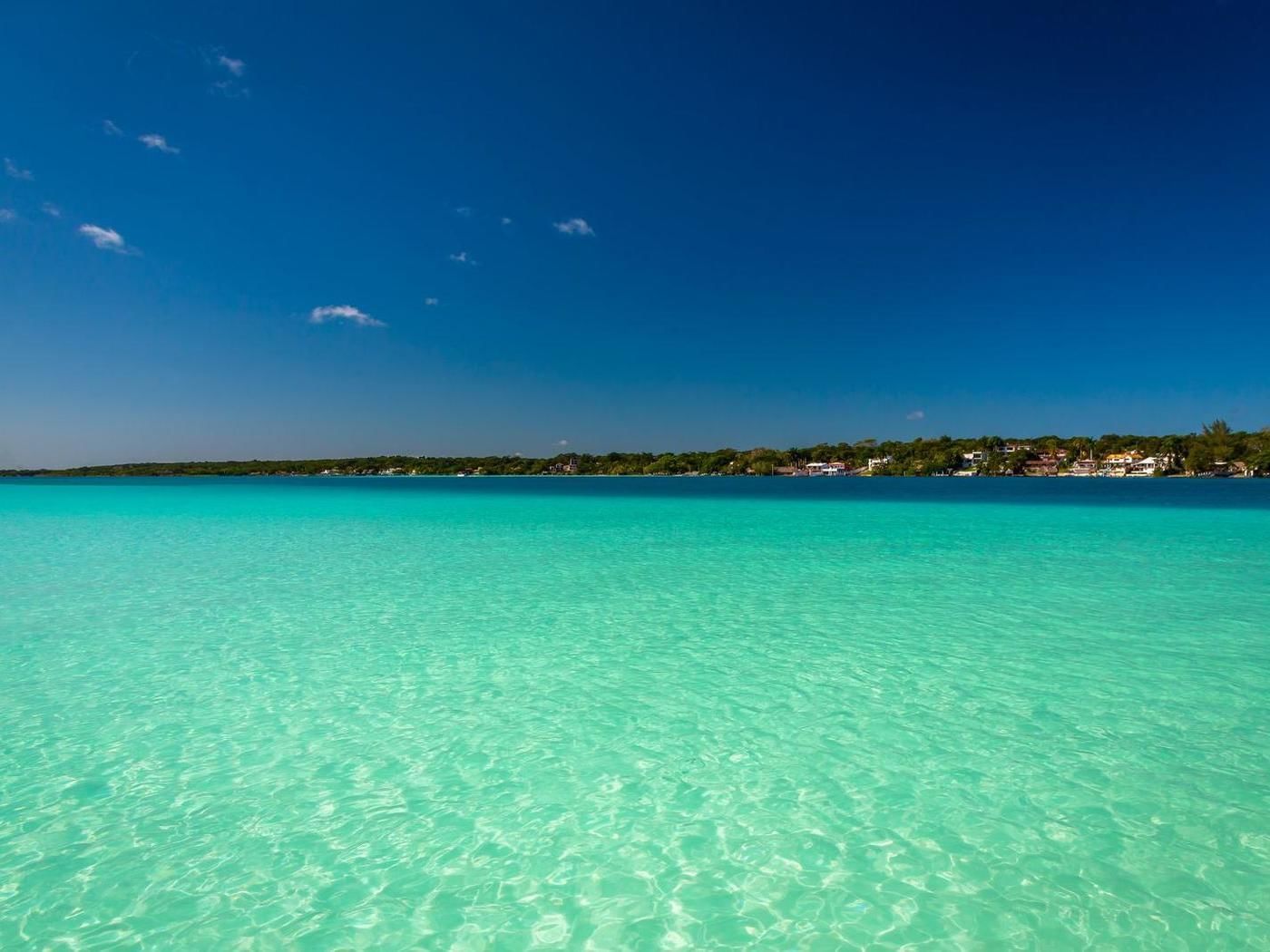Aerial View of Bacalar Lagoon near The Explorean Kohunlich
