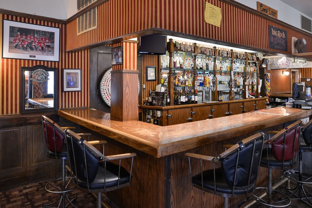 Bar and stools in Sourdough Saloon