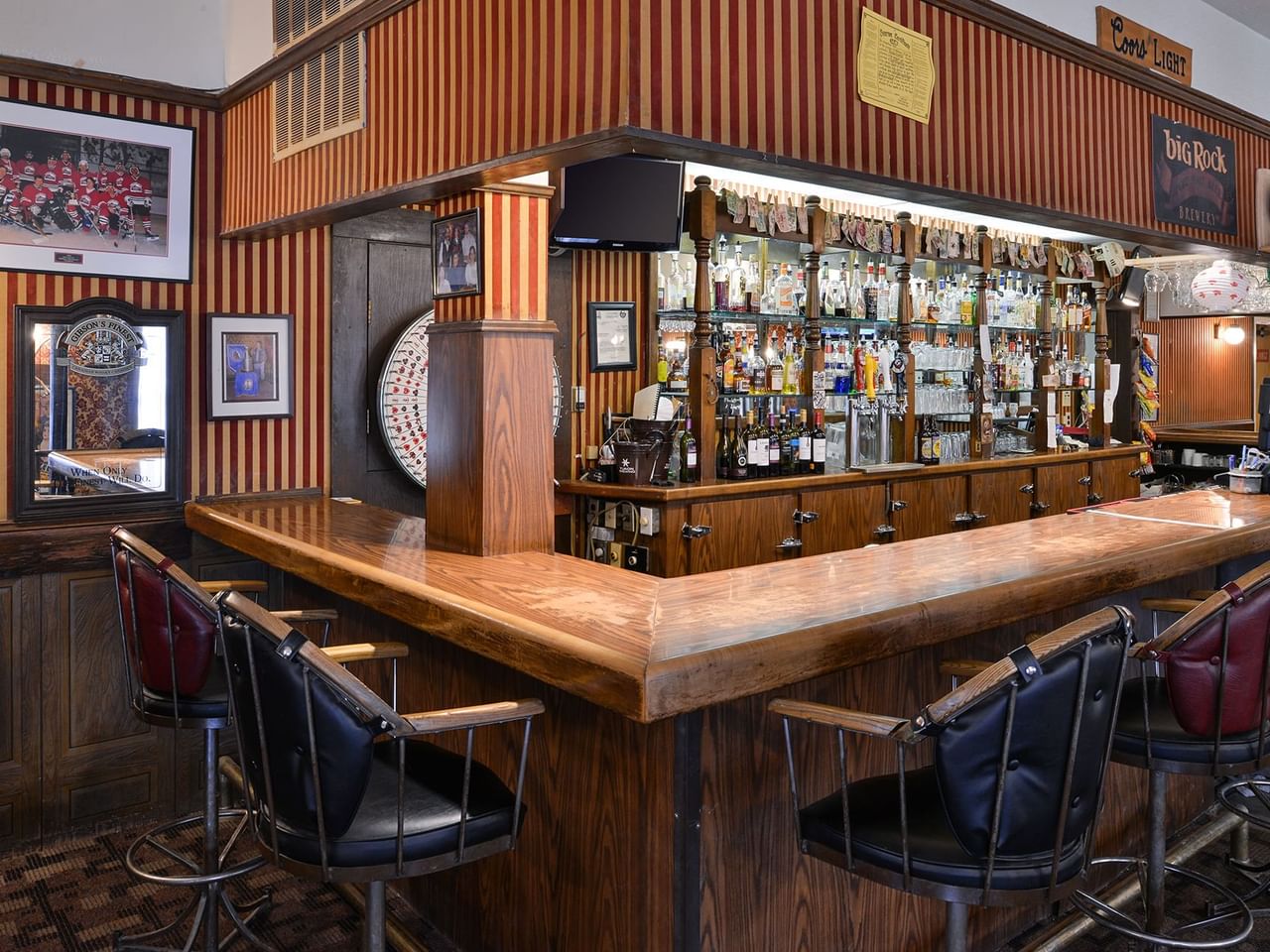 Bar and stools in Sourdough Saloon