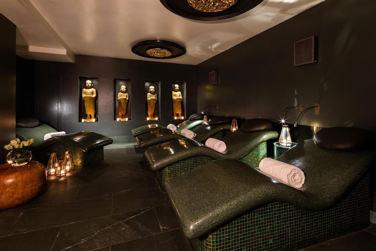 Treatment beds in May Fair Spa at The May Fair Hotel London