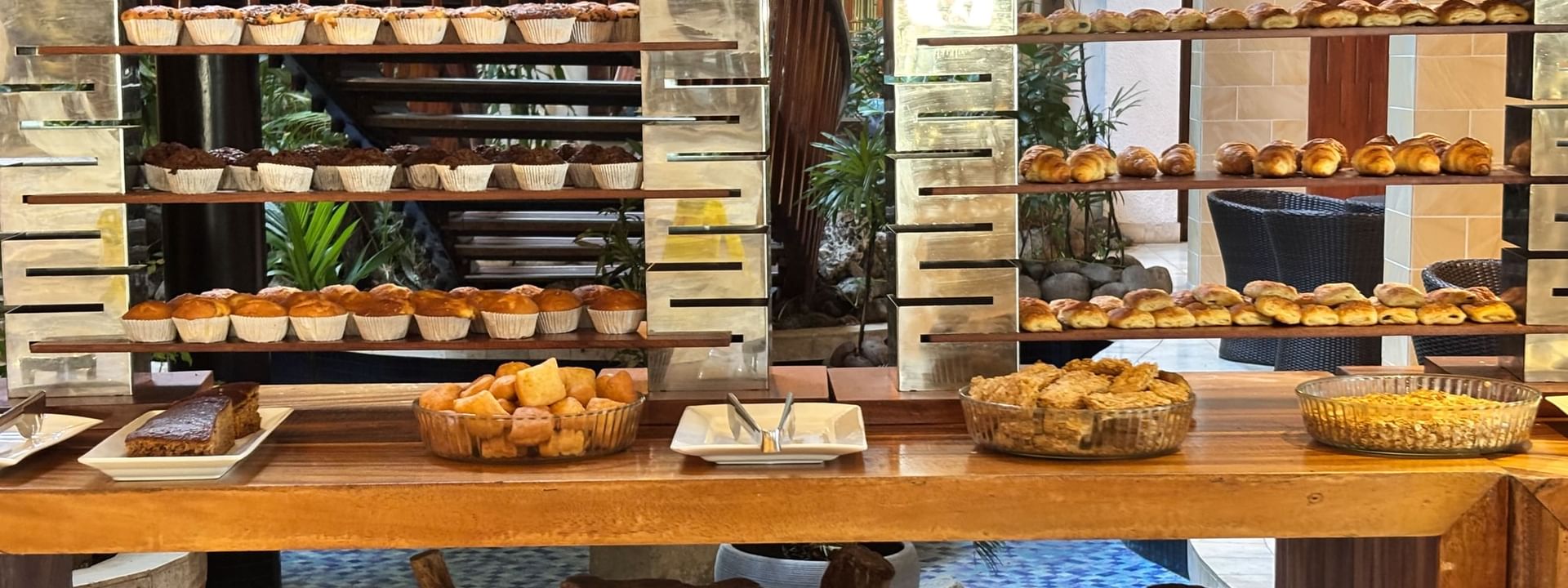 Display of muffins and pastries at Bula Brasserie, Warwick Fiji Resort and Spa, Korolevu