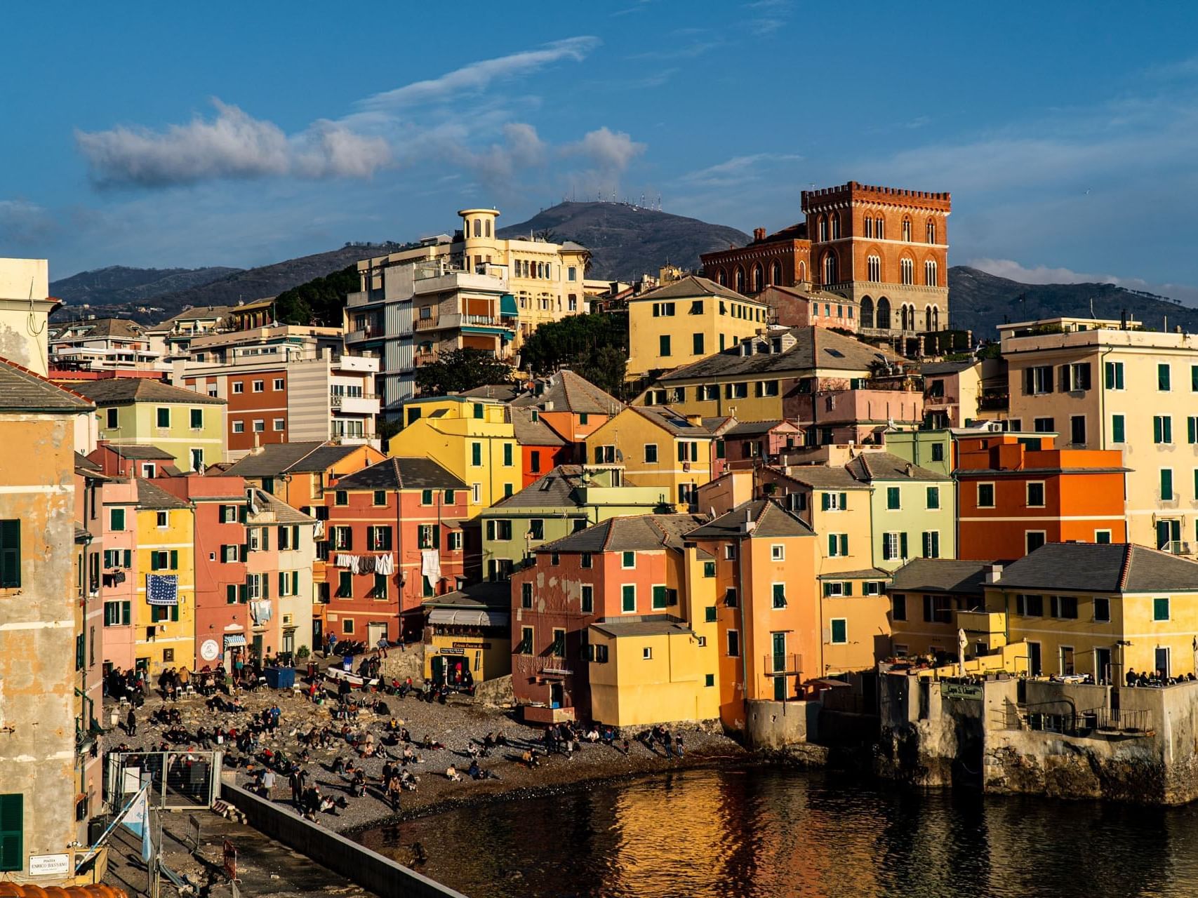 Aerial view of Boccadasse Beach near Hotel Nologo