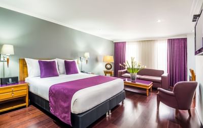 habitacion en bogota con cama king y sala