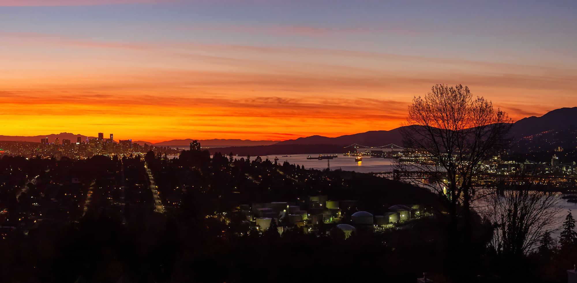 Sunset over Vancouver from Coast Metro Vancouver Hotel