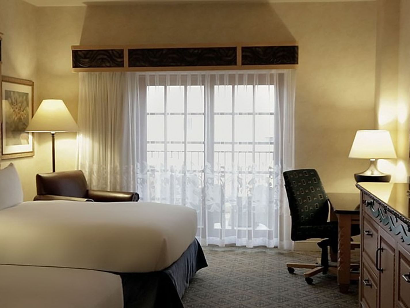 Two Queen Beds Accessible room of the Hilton Santa Fe Buffalo Thunder Hotel in New Mexico.