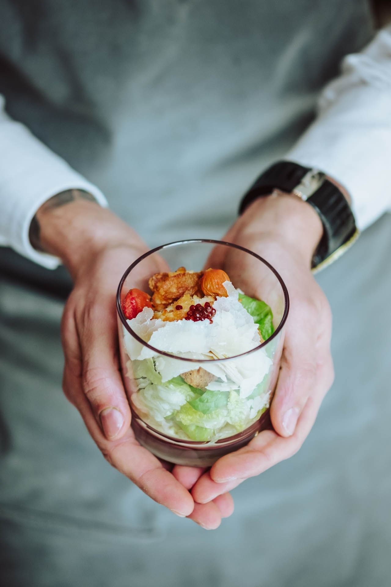 Salad in glass at Almanac Group