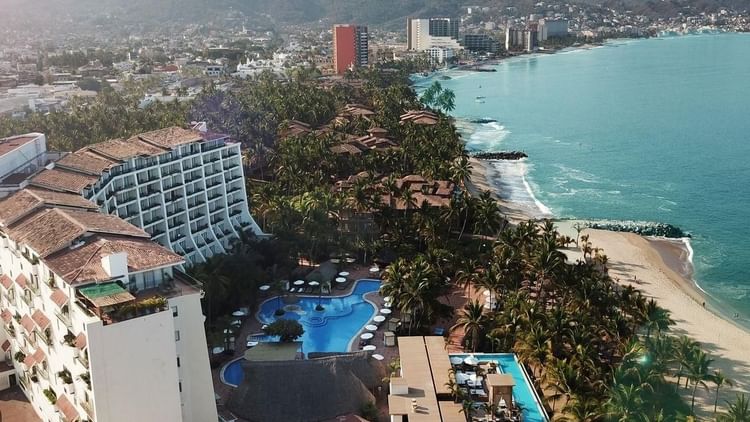 Aerial view of the pool by the beach at FA Puerto Vallarta