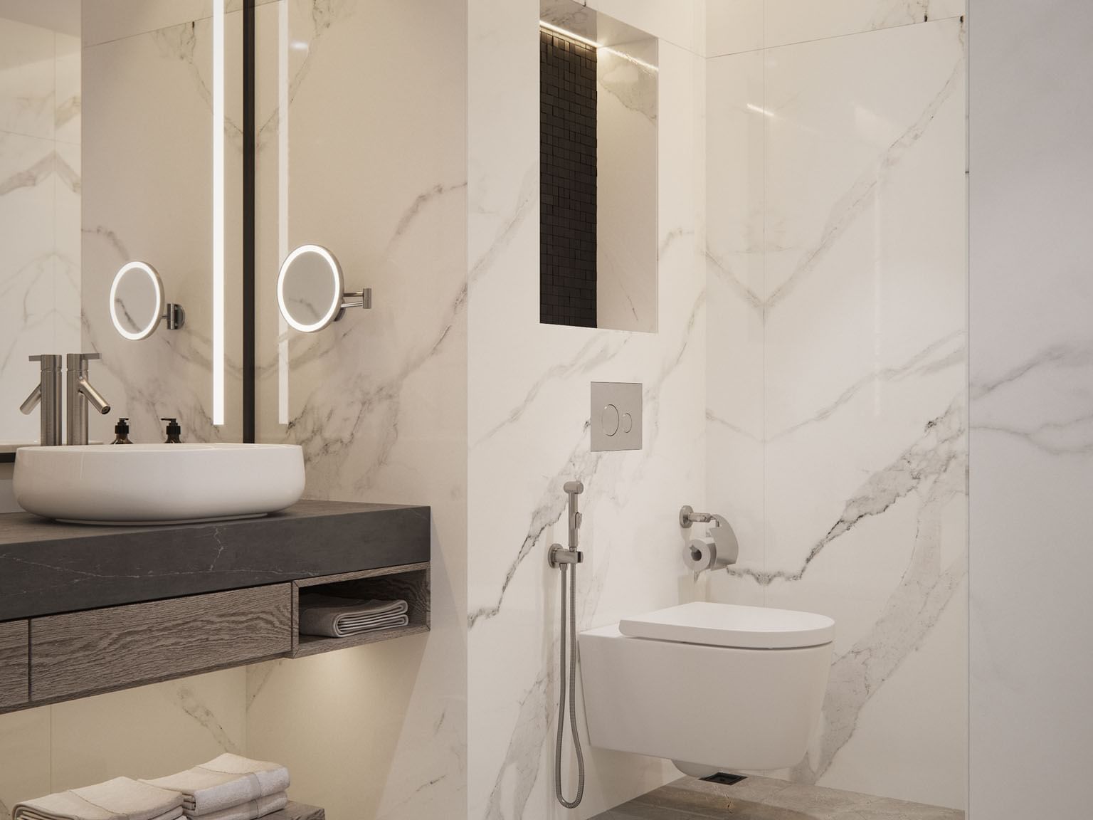 A bathroom with a sink and a toilet at Paramount Hotel Midtown