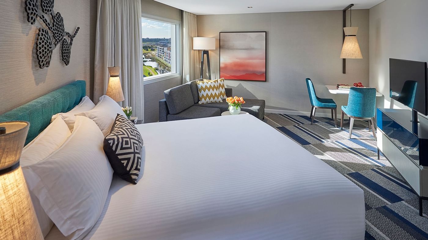 Cozy interior of Spa Suite with carpeted floors in Crown Promenade Perth