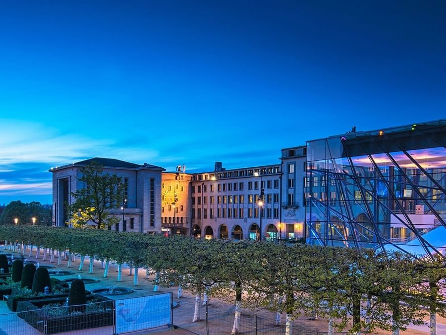 Brussel – uitzicht op de Mont des Arts bij nacht