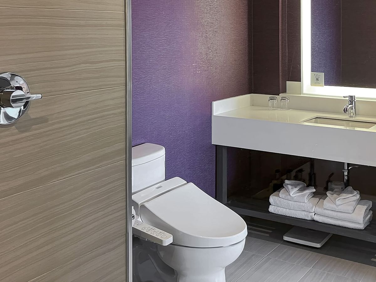 Washroom with toilet and sink