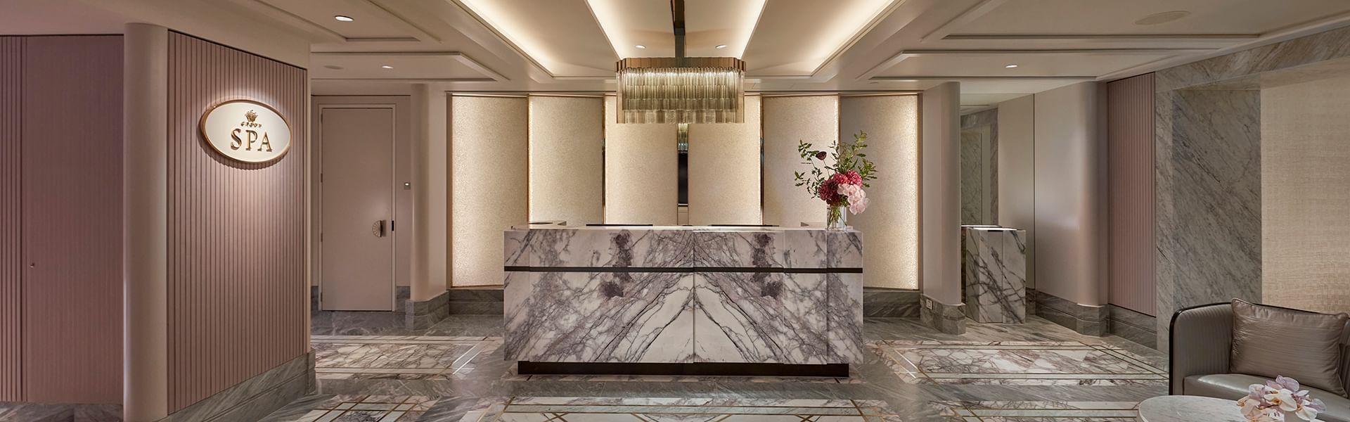 The reception counter in Crown Spa at Crown Towers Sydney