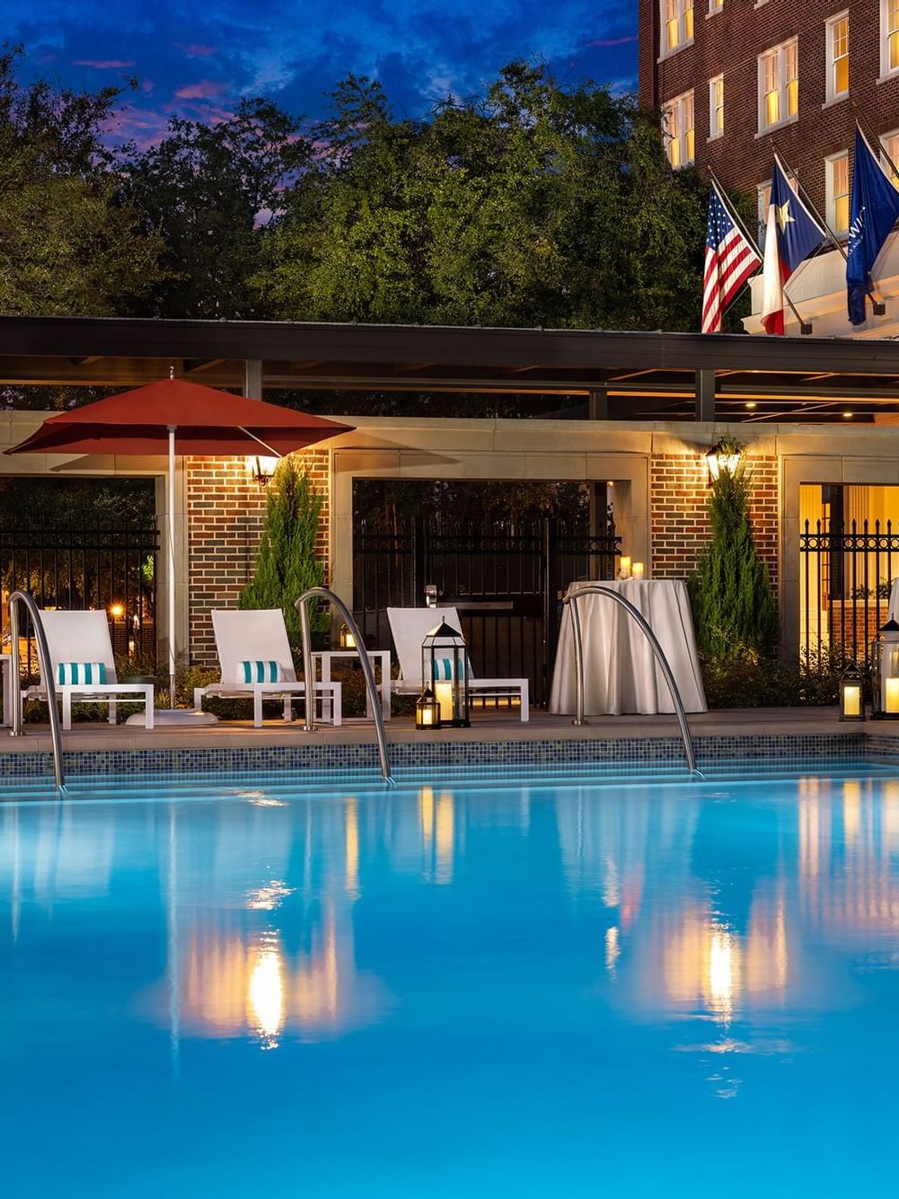 Close-up of the outdoor pool at Warwick Melrose Dallas