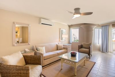 Living area of One Bedroom Penthouse at Bougainvillea Resort