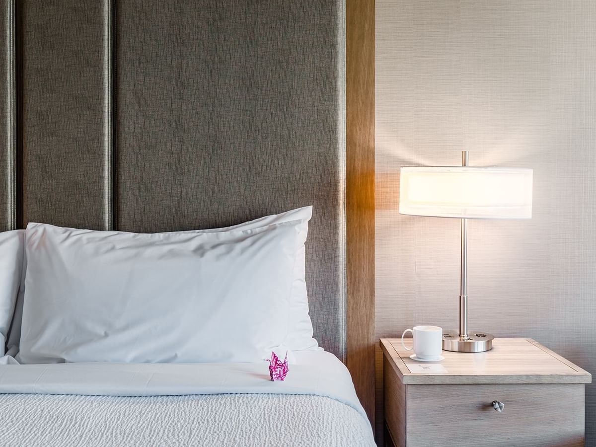 Accessible hotel guestroom with king bed