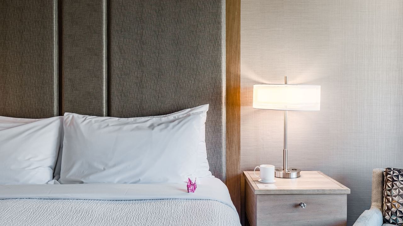 Accessible hotel guestroom with king bed