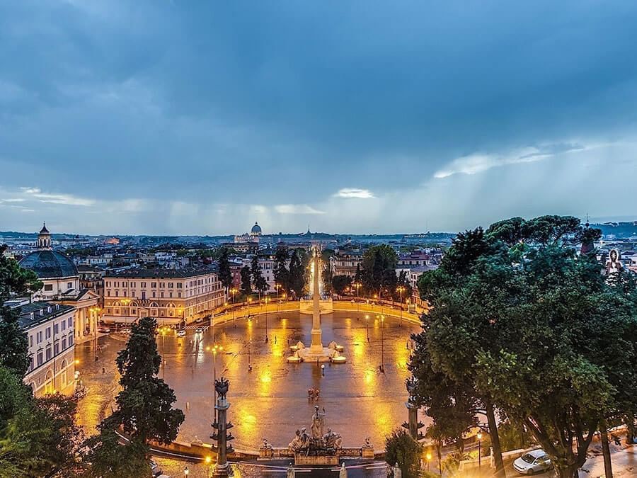 Aerial view of Piazza del Popolo near Rome Luxury Suites
